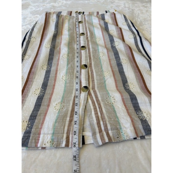LoveStitch Women Skirt Knee Length Sz M Cotton Boho Front Pull On Pockets Lined - Picture 4 of 7